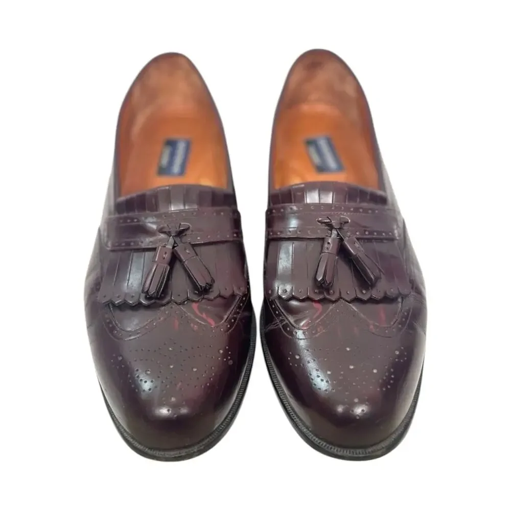 Bostonian Classics Kiltie Tassel Wingtip Leather Loafers Mens 13 Oxblood Shoes